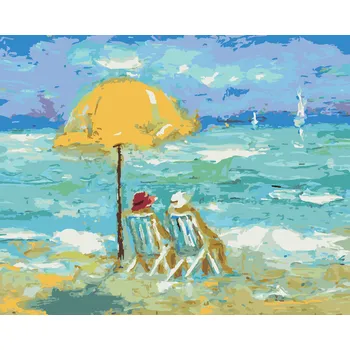 ZUTY Malování podle čísel - DOVOLENÁ NA PLÁŽI Rozměr: 40x50 cm, Rámování: bez rámu a bez vypnutí plátna