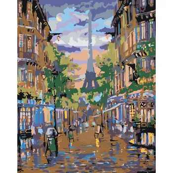 ZUTY Malování podle čísel - ÚTULNÁ ULIČKA POD EIFFELOVKOU Rozměr: 40x50 cm, Rámování: vypnuté plátno na rám
