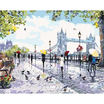 ZUTY Malování podle čísel - LIDÉ U TOWER BRIDGE (RICHARD MACNEIL) Rozměr: 40x50 cm, Rámování: bez rámu a bez vypnutí plátna