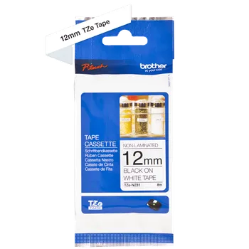 Papír pro tiskárny Páska Brother TZe-N231, 12mm, bílá/černá, nelaminovaná, délka 8m TZEN231