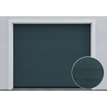 Garážová vrata DoorHan Sekční garážová vrata | Woodgrain antracit RAL 7016, bez drážky Šířka stavebního otvoru (mm): 2375, Výška stavebního otvoru (mm): 2030