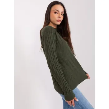 Dámské oblečení Dámský svetr s klasickým vzorem NOUNA khaki