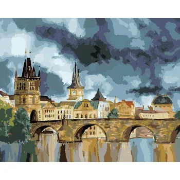 ZUTY Malování podle čísel - KARLŮV MOST V BOUŘI Rozměr: 40x50 cm, Rámování: bez rámu a bez vypnutí plátna