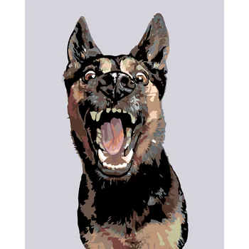 ZUTY Malování podle čísel - NĚMECKÝ OVČÁK S OTEVŘENOU TLAMOU Rozměr: 40x50 cm, Rámování: bez rámu a bez vypnutí plátna