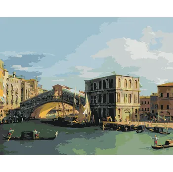 ZUTY Malování podle čísel - MOST RIALTO OD SEVERU (CANALETTO) Rozměr: 40x50 cm, Rámování: bez rámu a bez vypnutí plátna
