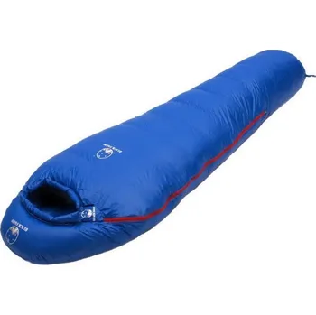 Spacák MXM BS-400 Nejlevnější péřový spacák 400g peří / až do 0° - Modrý Zip na pravé straně