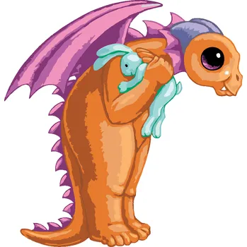 ZUTY Malování podle čísel - DRÁČEK VE TVARU PÍSMENKA R (SUE ELLEN BROWN) Rozměr: 40x50 cm, Rámování: bez rámu a bez vypnutí plátna