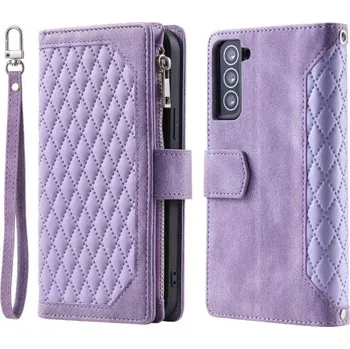 Pouzdro na mobilní telefon Pouzdro na Samsung Galaxy S21 FE Luxury Double Layer fialové