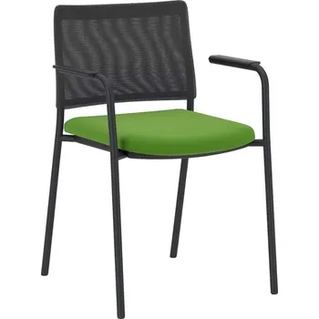 Konferenční židle INTRATA, opěradlo síťované, sedák světle zelený, látka Sempre, konstrukce černá