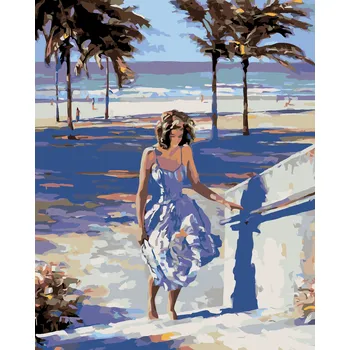ZUTY Malování podle čísel - KDYŽ JDE ŽENA Z PLÁŽE Rozměr: 40x50 cm, Rámování: bez rámu a bez vypnutí plátna