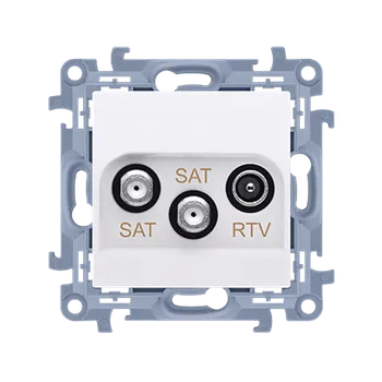 Elektrická zásuvka SIMON 10 CASK2.01/11 Zásuvka RTV-SAT-SAT dvojitá satelitní, (strojek s krytem), 1x vstup: 5MHz - 2,4