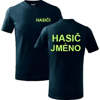Dětské triko s potiskem Hasič/i + název obce / jméno Barva: Černá, Velikost: 4 roky / 110 cm