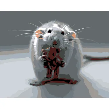 ZUTY Malování podle čísel - BÍLÁ MYŠKA S MÉĎOU Rozměr: 40x50 cm, Rámování: vypnuté plátno na rám