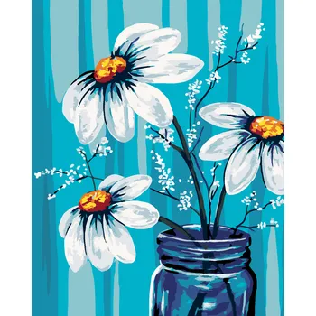 Hračka ZUTY Malování podle čísel - KOPRETINY VE SKLENICI Rozměr: 40x50 cm, Rámování: vypnuté plátno na rám