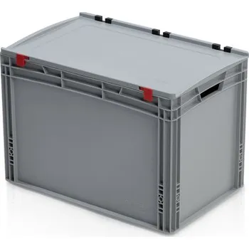 Úložný box Plastová EURO přepravka s víkem - otevřený úchyt, 60x40x42 cm, slevy