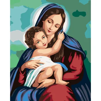 ZUTY Malování podle čísel - MARIE A JEŽÍŠ Rozměr: 40x50 cm, Rámování: bez rámu a bez vypnutí plátna