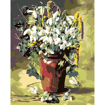 ZUTY Malování podle čísel - VELIKONOČNÍ KVÍTÍ V HNĚDÉ VÁZE Rozměr: 40x50 cm, Rámování: bez rámu a bez vypnutí plátna