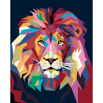 ZUTY Malování podle čísel - BAREVNÝ LEV PORTRÉT II Rozměr: 40x50 cm, Rámování: vypnuté plátno na rám