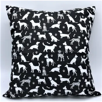 Dekorativní polštářek Povlak na polštář černý, Pejsci 40 x 40 cm (Povlak na polštář se psem, pes, pejsek)