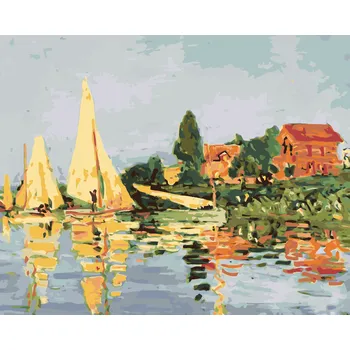 Hračka ZUTY Malování podle čísel - REGATA V ARGENTEUIL (CLAUDE MONET) Rozměr: 40x50 cm, Rámování: bez rámu a bez vypnutí plátna