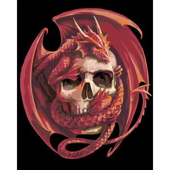 ZUTY Malování podle čísel - LEBKA S DRAKEM Rozměr: 40x50 cm, Rámování: bez rámu a bez vypnutí plátna