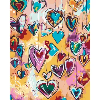 ZUTY Malování podle čísel - BAREVNÁ SRDÍČKA Rozměr: 40x50 cm, Rámování: bez rámu a bez vypnutí plátna