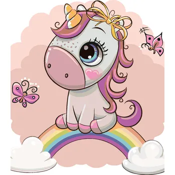 ZUTY Malování podle čísel - MALÝ JEDNOROŽEC A DUHA Rozměr: 40x50 cm, Rámování: bez rámu a bez vypnutí plátna