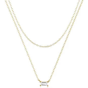 Náhrdelník Dvojitý pozlacený náhrdelník Square Zirkon Ag 925/1000