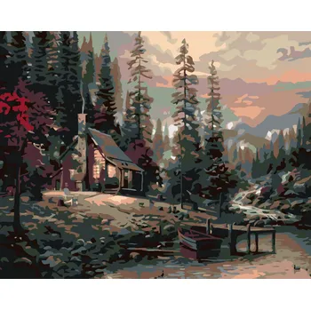 ZUTY Malování podle čísel - SRUB Rozměr: 40x50 cm, Rámování: bez rámu a bez vypnutí plátna