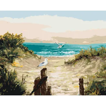 ZUTY Malování podle čísel - PLÁŽOVÉ DUNY S RACKY Rozměr: 40x50 cm, Rámování: vypnuté plátno na rám