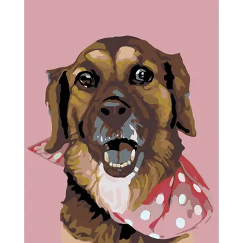 ZUTY Malování podle čísel - PEJSEK S PUNTÍKATÝM ŠÁTKEM Rozměr: 40x50 cm, Rámování: bez rámu a bez vypnutí plátna