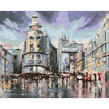 ZUTY Malování podle čísel - MADRID A DEŠTIVÉ POČASÍ Rozměr: 40x50 cm, Rámování: bez rámu a bez vypnutí plátna