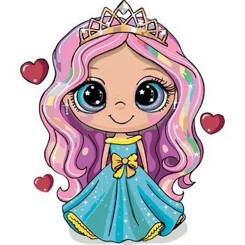 ZUTY Malování podle čísel - DÍVKA PRINCEZNA SE SRDÍČKY Rozměr: 40x50 cm, Rámování: bez rámu a bez vypnutí plátna