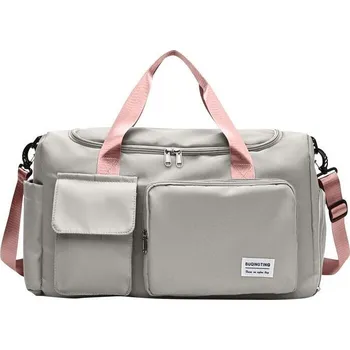 Sportovní taška Velkokapacitní cestovní Gym sportovní taška - Šedo růžová