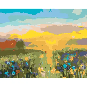 ZUTY Malování podle čísel - BAREVNÁ ABSTRAKTNÍ LOUKA Rozměr: 40x50 cm, Rámování: vypnuté plátno na rám