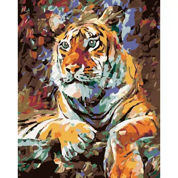 ZUTY Malování podle čísel - LEŽÍCÍ TYGR Rozměr: 40x50 cm, Rámování: bez rámu a bez vypnutí plátna