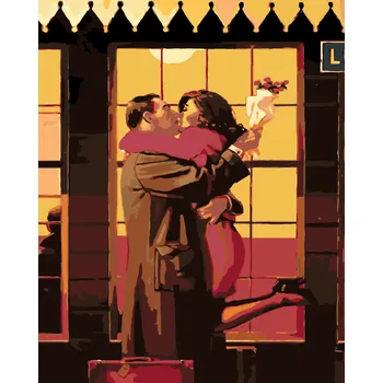 ZUTY Malování podle čísel - ZAMILOVANÉ PŘIVÍTÁNÍ S RŮŽEMI Rozměr: 40x50 cm, Rámování: bez rámu a bez vypnutí plátna