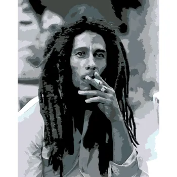 ZUTY Malování podle čísel - KOUŘÍCÍ BOB MARLEY Rozměr: 40x50 cm, Rámování: bez rámu a bez vypnutí plátna