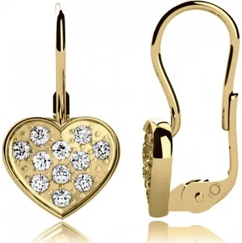 Náušnice Couple, Romantické náušnice Corsi, žluté zlato se zirkony, 6830597-0-0-1