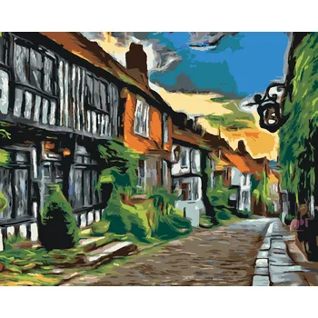 ZUTY Malování podle čísel - ULIČKA VE VÝCHODNÍM SUSSEXU Rozměr: 40x50 cm, Rámování: bez rámu a bez vypnutí plátna