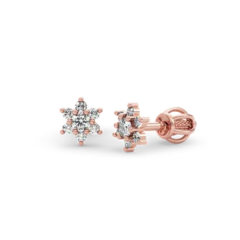 Náušnice SOLUNA Zlaté dívčí náušnice se zirkony STAR růžové zlato na šroubek
