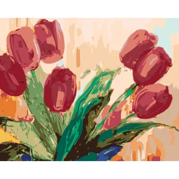 ZUTY Malování podle čísel - ČERVENÉ TULIPÁNY Rozměr: 80x100 cm, Rámování: vypnuté plátno na rám