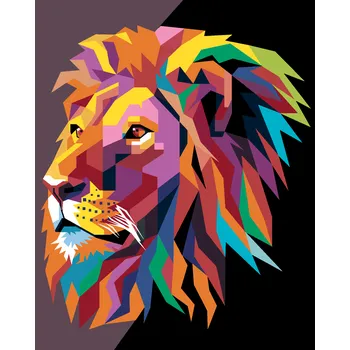 ZUTY Malování podle čísel - BAREVNÝ LEV MODERNÍ STYL Rozměr: 40x50 cm, Rámování: bez rámu a bez vypnutí plátna