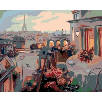 ZUTY Malování podle čísel - PAŘÍŽ Z BALKONU Rozměr: 40x50 cm, Rámování: bez rámu a bez vypnutí plátna