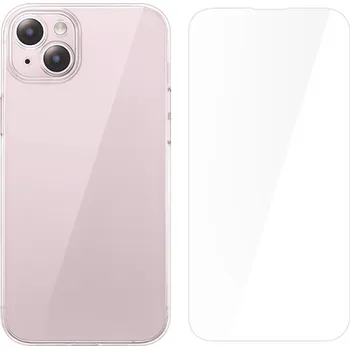 Kryt + přední tvrzené sklo BASEUS pro Apple iPhone 15 Plus - gumový / skleněný - průhledný