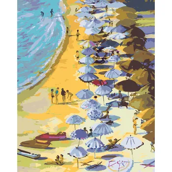 ZUTY Malování podle čísel - TURISTI NA PLÁŽI Rozměr: 40x50 cm, Rámování: bez rámu a bez vypnutí plátna