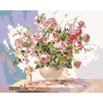 ZUTY Malování podle čísel - MALÝ ANDÍLEK A RŮŽE Rozměr: 40x50 cm, Rámování: bez rámu a bez vypnutí plátna