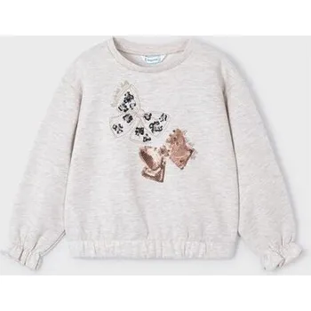 Dívčí oblečení dětská mikina béžová se třpytivými mašličkami Mayoral 4401 velikost 134