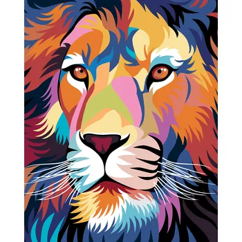 ZUTY Malování podle čísel - BAREVNÝ LEV Rozměr: 40x50 cm, Rámování: bez rámu a bez vypnutí plátna