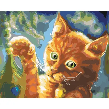 ZUTY Malování podle čísel - FANTASY ORANŽOVÁ KOČKA Rozměr: 40x50 cm, Rámování: bez rámu a bez vypnutí plátna